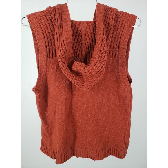 EDDIE BAUER‎ Womens Angora Blend Sweatshirt Vest Sz Large Rust Wooden Buttons - Picture 4 of 9